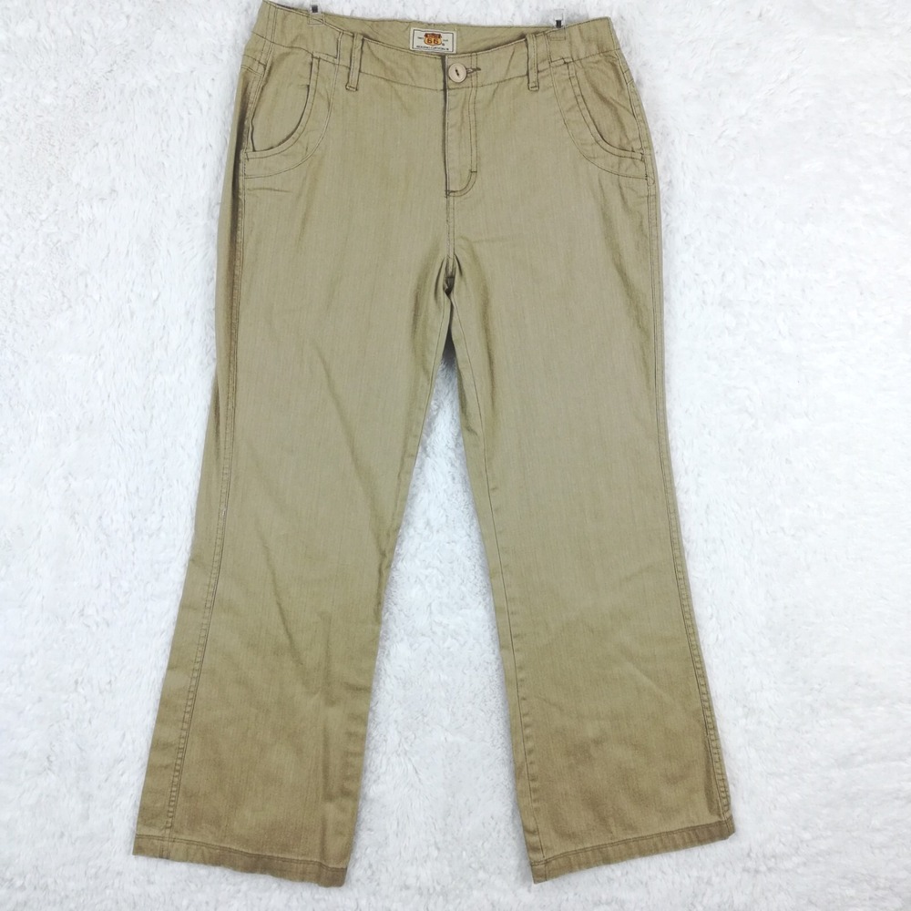 Route 66 Pants Womens Straight Leg Cotton Beige Textured Mid Rise Pockets 8